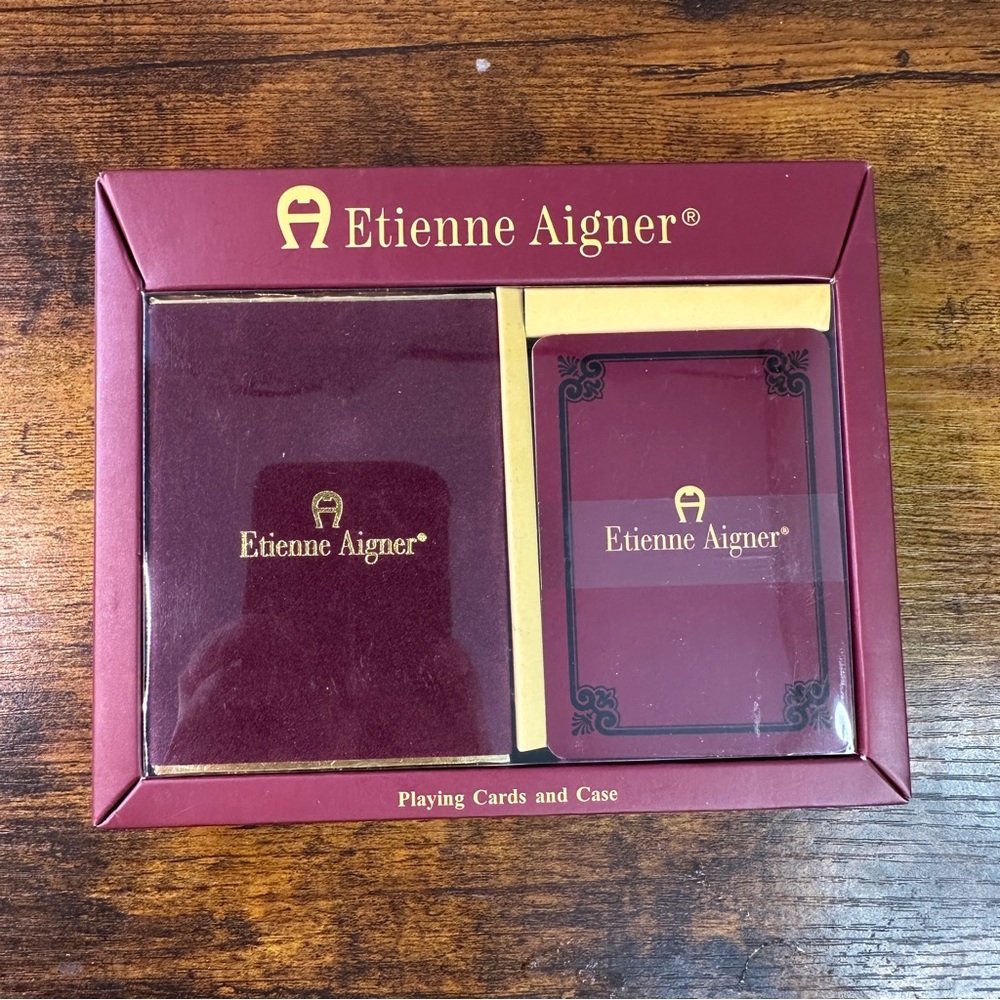 Vintage Etienne Aigner Playing Card Set - Two Decks with Leather Case